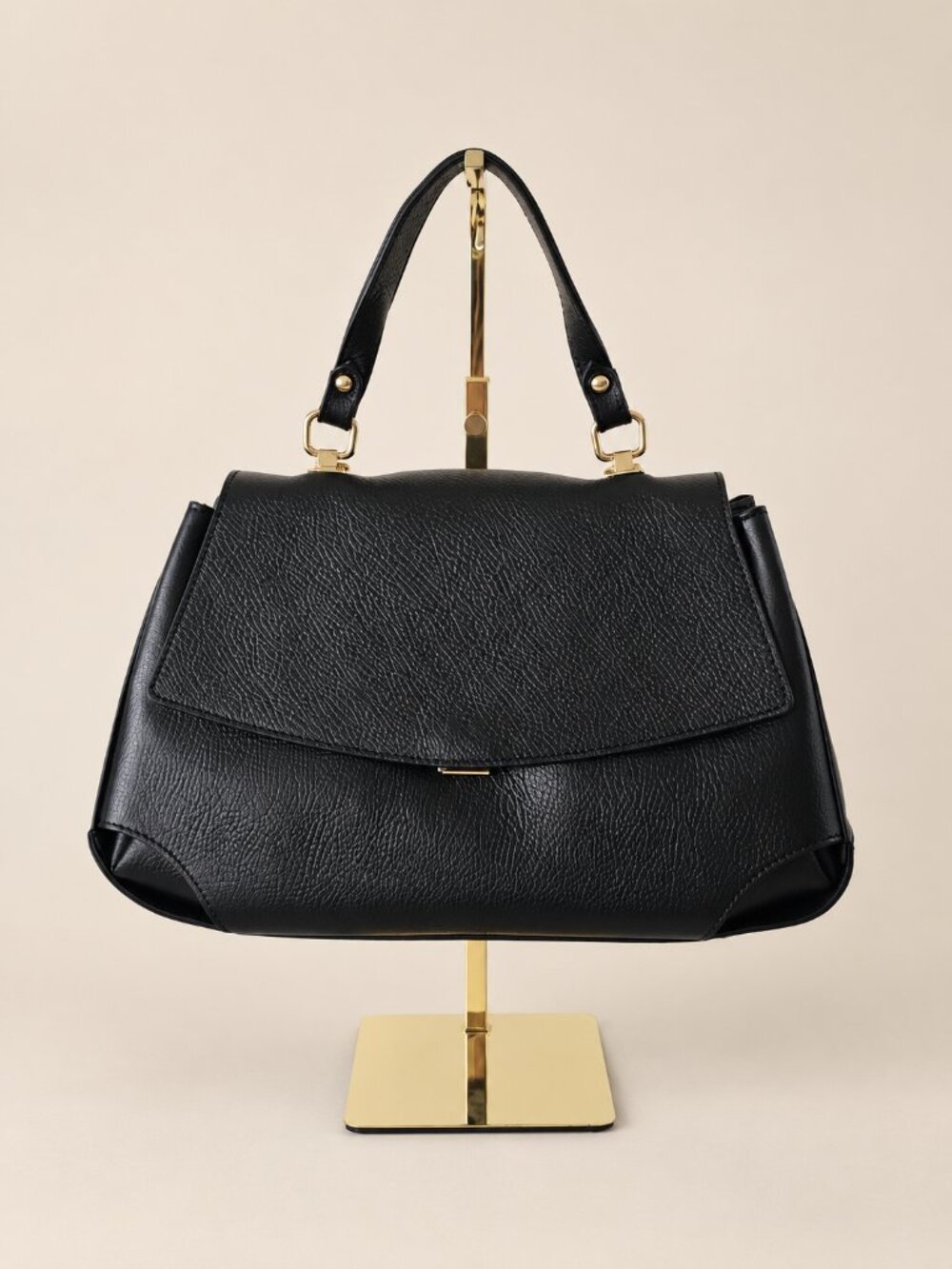 Black Leather Handbag, Italian Leather Top Handle Bag, Structured Crossbody Bag